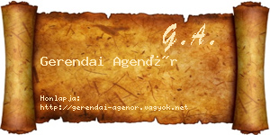 Gerendai Agenór névjegykártya